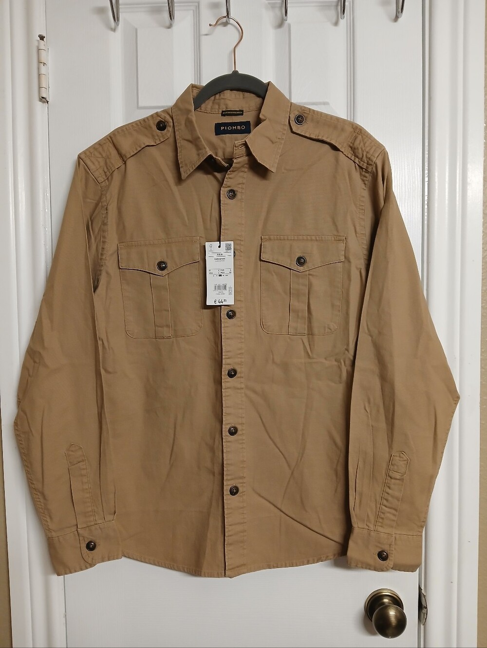 🖤PIOMBO Men's Khaki Utility Shirt - Size L